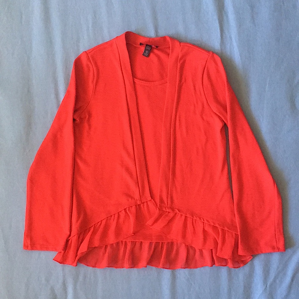 iZ Byer Girls Bright Red Layered Knit Top Size XL (16)